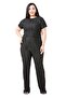 Plus Size Short Sleeve Black Women's Jumpsuit with Elastic Waist and Zipper