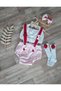 Strawberry Concept Baby Girl Pink Red Striped Cake Pop Costume (Romper Crop Buckle Socks) - 3