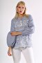 Blue Halter Neck Balloon Sleeve Embroidered Woven Blouse - 5