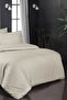 طقم غطاء لحاف من الساتان القطني 100% من Jacquard Beige King Size - 2