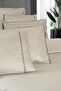 طقم غطاء لحاف من الساتان القطني 100% من Jacquard Beige King Size - 5