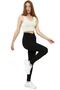 Women's Ribbed High Waist Gathering Black Cross Waist Leggings with Fleece Inside - 6
