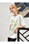 Kids Green Written Challenge Printed Oversize White Girl's T-shirt - 3