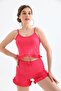 Women's Fuchsia Strappy Frilly Pajama Set