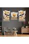 Deer Abstract Pattern Silver Plexi Edge 3-Piece Mdf Table and Clock Combination - 2