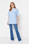 Açık/Bebe Mavi %100 Pamuk Sırt ve Göğüs Baskılı Boyfriend Örme T-Shirt TWOSS23TS00058 - 11