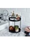 Bathroom Cosmetic Jewelry Organizer Multi-Purpose Organizer 2-Tier Serving Presentation Tray Treat Holder Black - 4