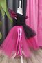 Fuchsia Black Asymmetrical Girl's Tutu Witch Dress and Hat, Birthday Dress - 5