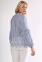 Blue Halter Neck Balloon Sleeve Embroidered Woven Blouse - 2
