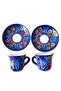 Tile Embossed Patterned Double Turkish Coffee Set - 3
