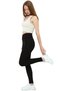 Women's Ribbed High Waist Gathering Black Cross Waist Leggings with Fleece Inside - 5