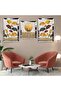 Deer Abstract Pattern Silver Plexi Edge 3-Piece Mdf Table and Clock Combination