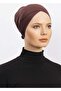Women's Cross Bonnet Hijab Ready Non-Slip Turban Hijab Practical Non-Slip Elastane Bonnet - Brown - 2