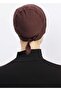 Women's Cross Bonnet Hijab Ready Non-Slip Turban Hijab Practical Non-Slip Elastane Bonnet - Brown - 3