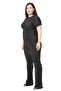 Plus Size Short Sleeve Black Women's Jumpsuit with Elastic Waist and Zipper - 4
