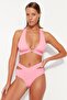 Pink Cut Out/Window High Waist Regular Bikini Bottom TBESS20BA0184 - 2