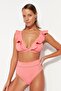 High Waist Normal Leg Bikini Bottom with Pink Stripe Accessories TBESS22BA0027 - 2