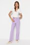 Lilac Straight High Waist Ribbed Stitched Woven Trousers TWOSS21PL0093