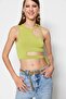 Yağ Yeşil Crop Örme Pencere/Cut Out Detaylı Bluz TPRSS23BZ00026 - 2