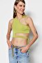Yağ Yeşil Crop Örme Pencere/Cut Out Detaylı Bluz TPRSS23BZ00026
