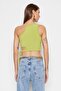 Yağ Yeşil Crop Örme Pencere/Cut Out Detaylı Bluz TPRSS23BZ00026 - 6