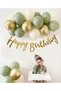 7 Mold Green, 3 Chrome Gold, 3 Sand Color Pastel Balloons Gold Happy Birthday Banner Mini Chain Balloon Set