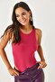 Women's Fuchsia Chest Inserted Bodysuit with Six Snaps BDY-00000001 - 4