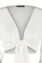 Plaj Crop Giyim Ekru Dokuma Volanlı Bluz TBESS19BB0095 - 6