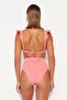 High Waist Normal Leg Bikini Bottom with Pink Stripe Accessories TBESS22BA0027 - 5