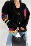 Women's New Season Design Double Pocket Colored Thread Detailed First Quality Oversize Knitwear Cardigan - 6