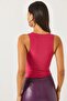 Women's Fuchsia Chest Inserted Bodysuit with Six Snaps BDY-00000001 - 5
