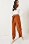 Tan Tie Detailed Wrapped Palazzo Trousers PNT-19000199 - 5
