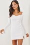 White Spanish Sleeve Kiss Collar Mini Knitwear Dress ELB-19001840