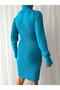 Women's Long Sleeve Turtleneck Knitwear Dress Tunic Baby Blue - 2