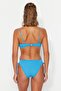Blue Tie-Up Textured High Leg Bikini Bottom TBESS23BA00243 - 6