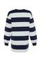 Lacivert Oversize Baskılı Örme Çizgili Tunik TCTSS23UK00041 - 9
