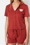 Cinnamon Cotton Teddy Bear Print Shirt-Short Knit Pajama Set THMSS23PT00012 - 3
