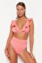 High Waist Normal Leg Bikini Bottom with Pink Stripe Accessories TBESS22BA0027