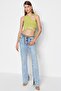 Yağ Yeşil Crop Örme Pencere/Cut Out Detaylı Bluz TPRSS23BZ00026 - 3