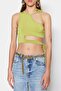 Yağ Yeşil Crop Örme Pencere/Cut Out Detaylı Bluz TPRSS23BZ00026 - 4