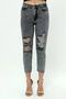 Monera Rosa High Waist Tick Leg Laser Ripped Mom Jeans - 4