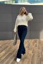 Women's Navy Blue High Waist Stretchy Flare Leg Jeans - 2