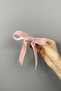 Powder Velvet Ribbon Bow Stone Hair Clip – Hairpin, Metal Hairpin, Shiny Design, Hair Ornament – Hairpin - 2