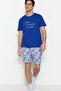 Dark Blue Unisex Regular Fit Printed Shorts Pajamas Set TMNSS23PT00000