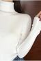 Unisex White Cotton Turtleneck Camisole Slimfit Turtleneck Sweater - 2