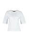 Beyaz %100 Pamuk Taş Detaylı Relaxed/Geniş Rahat Kesim Bisiklet Yaka Örme T-Shirt TWOSS23TS00153 - 6