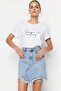 Light Blue Ripped Mini Denim Skirt Twoss23Et00287