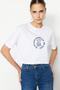 White 100% Cotton Embroidered Crop Crew Neck Knitted T-Shirt TWOSS23TS00229