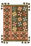 Mira 1142 Khaki Brick Blue Ethnic Flower Themed Fringed Woven Base Carpet