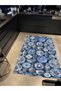 Mira 956 Blue Blanc Plate Vase Themed Navy Blue Woven Base Carpet